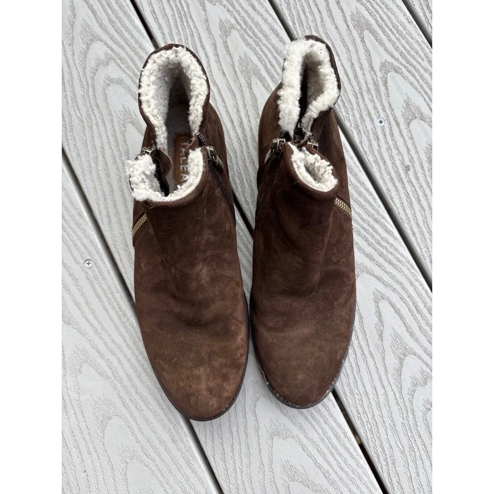 Italeau Waterproof Foliana Suede Round Toe‎ Ankle Zip Booties US Size 10.5